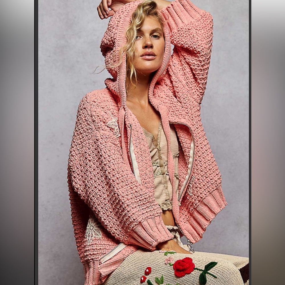 POL Pink Hooded Cardigan